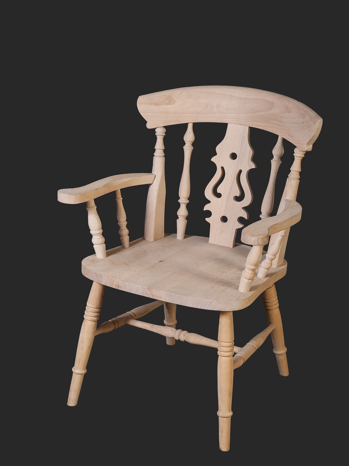 Farmhouse Fiddle Back Arm Chair A L, Wooden Farmhouse Chairs
